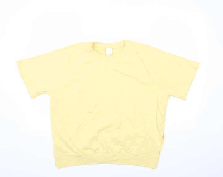 H&M Womens Yellow Round Neck Cotton Pullover Jumper Size M