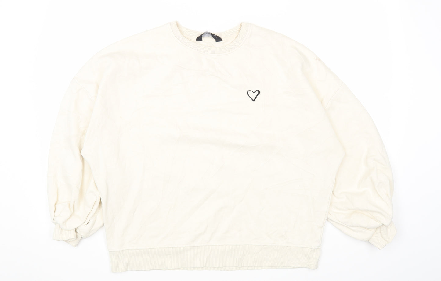 F&F Womens White Round Neck Cotton Pullover Jumper Size 10