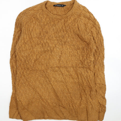Cedar Wood State Mens Orange Round Neck Acrylic Pullover Jumper Size XS