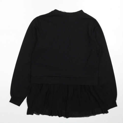 Pink Vanilla Womens Black Polyester Basic Blouse Size S Round Neck
