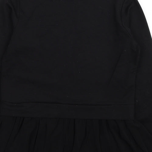 Pink Vanilla Womens Black Polyester Basic Blouse Size S Round Neck
