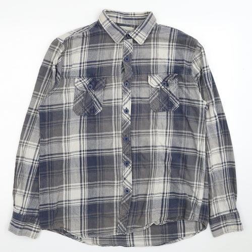F&F Mens Multicoloured Plaid Cotton Button-Up Size L Collared Button
