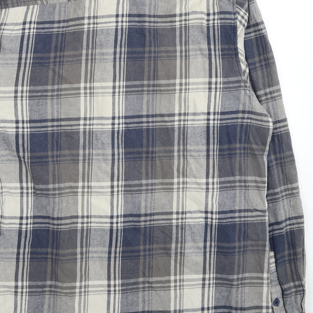 F&F Mens Multicoloured Plaid Cotton Button-Up Size L Collared Button