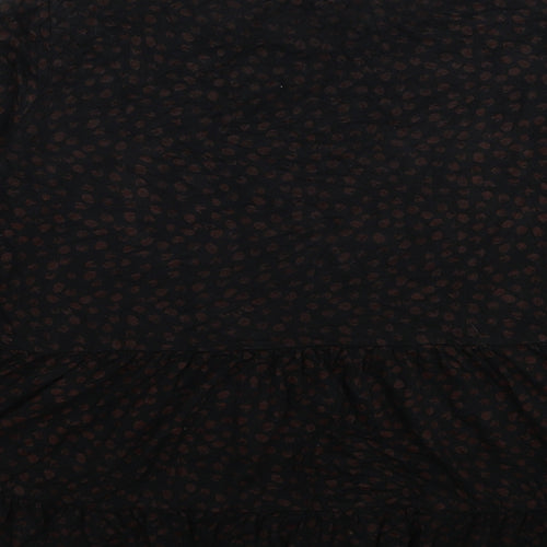 New Look Womens Black Animal Print Viscose Basic Blouse Size 12 Round Neck - Leopard Print