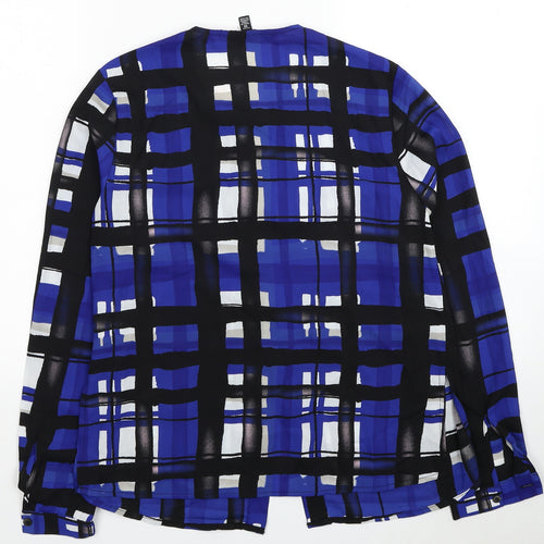Eva Longoria Womens Blue Geometric Polyester Basic Blouse Size XS Collared