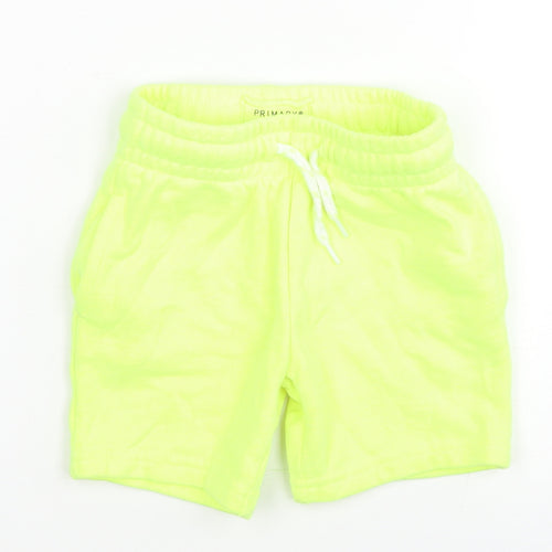 Primark Boys Green Cotton Track Pants Trousers Size 18-24 Months Drawstring - Neon Green Shorts