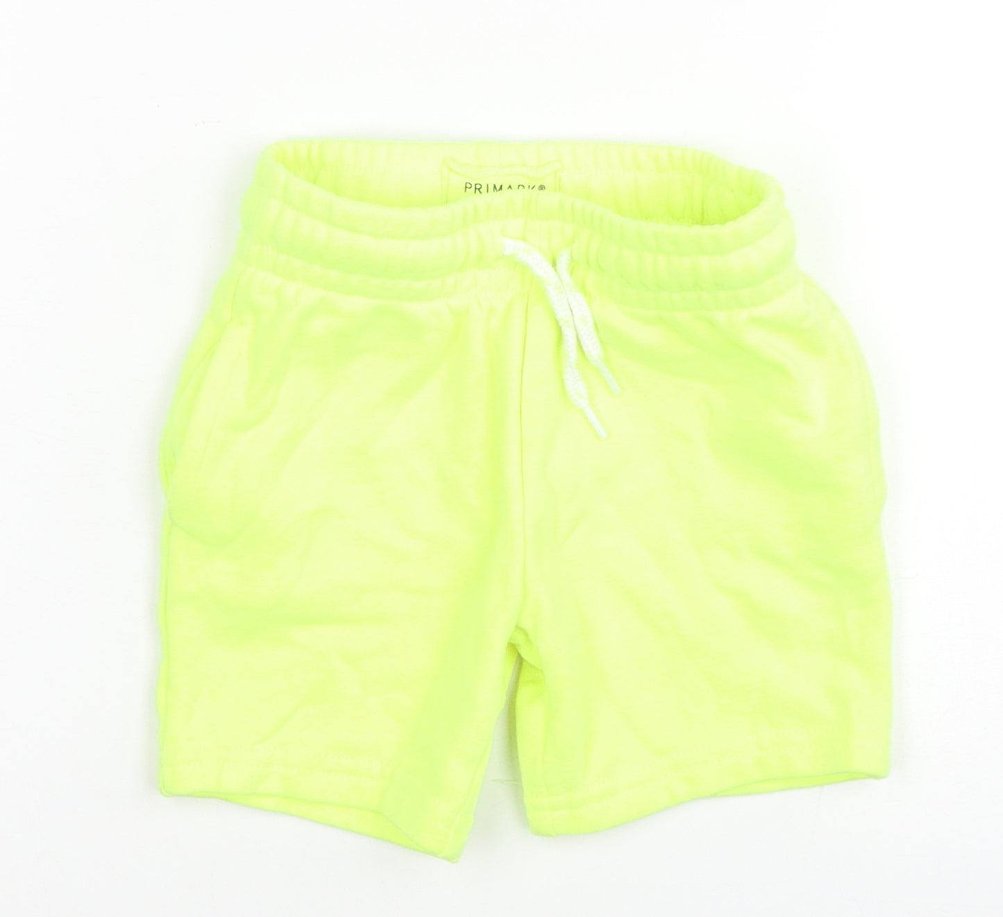 Primark Boys Green Cotton Track Pants Trousers Size 18-24 Months Drawstring - Neon Green Shorts