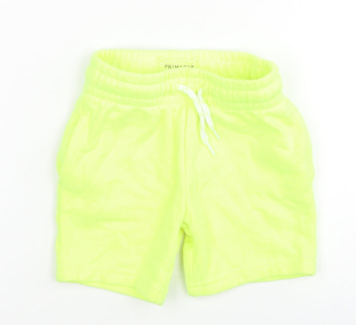 Primark Boys Green Cotton Track Pants Trousers Size 18-24 Months Drawstring - Neon Green Shorts