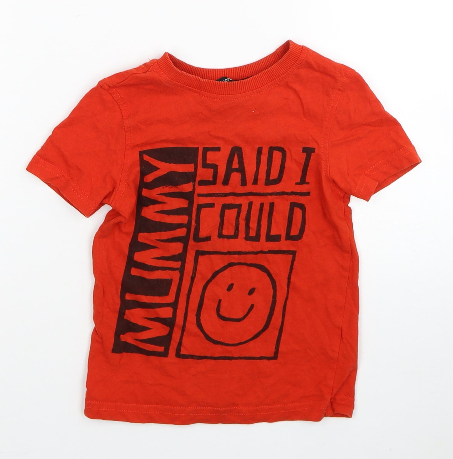 George Boys Red Cotton Basic T-Shirt Size 2-3 Years Round Neck Pullover - Mommy Said I Could