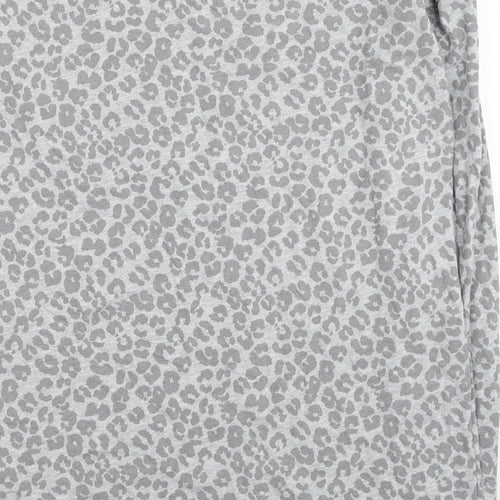 Avenue Womens Grey Animal Print Cotton Basic T-Shirt Size 12 Round Neck - Leopard Print Size 12-14