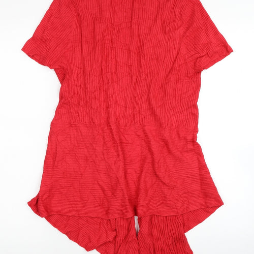 TU Womens Red V-Neck Viscose Wrap Jumper Size 18 - Asymmetric Ribbed