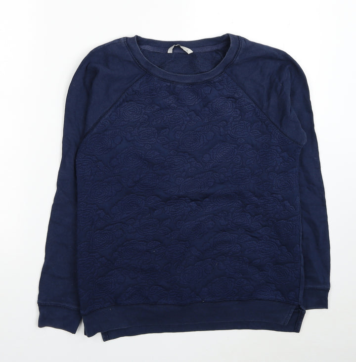 TU Womens Blue Floral Cotton Pullover Sweatshirt Size 10 Pullover