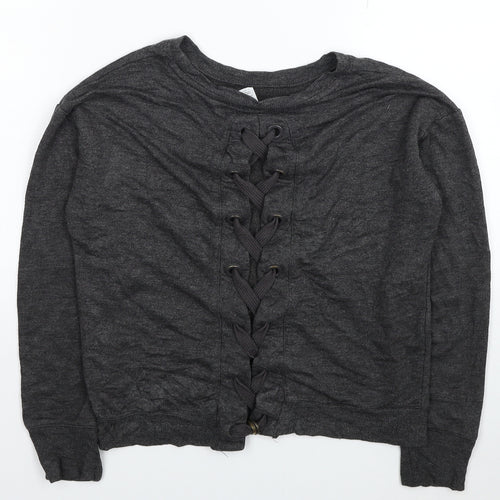 90 Degree Girls Grey Rayon Pullover Sweatshirt Size 7-8 Years Pullover - Tie Detail Back