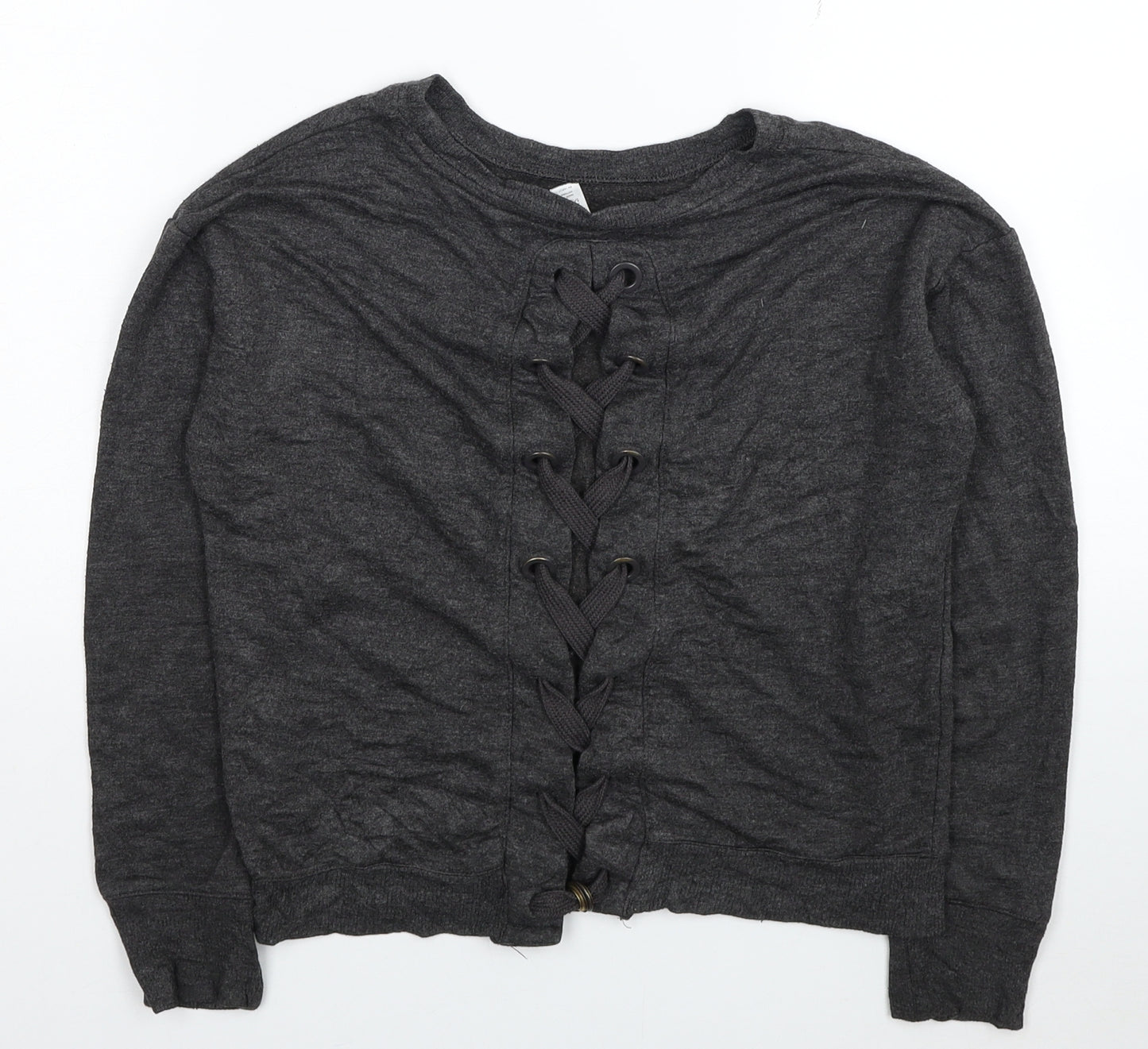 90 Degree Girls Grey Rayon Pullover Sweatshirt Size 7-8 Years Pullover - Tie Detail Back