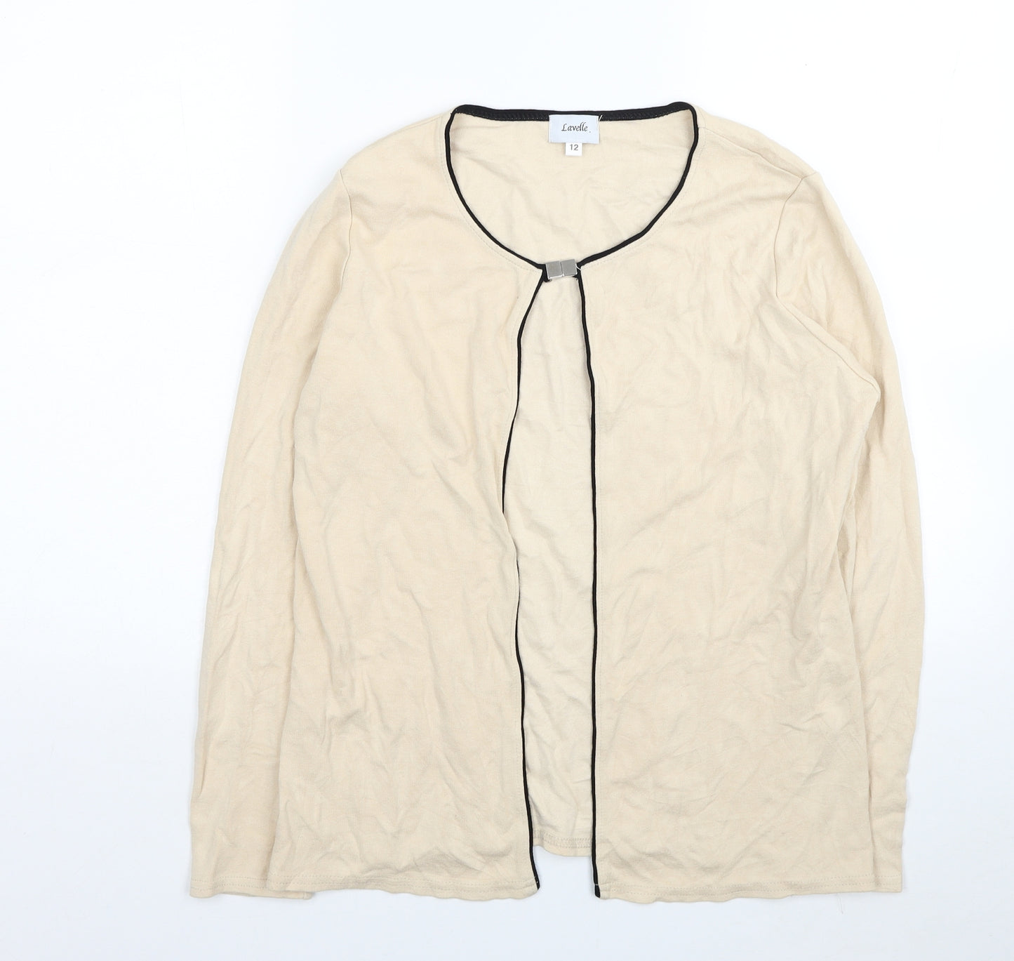 Lavelle Womens Beige Round Neck Viscose Shrug Jumper Size 12