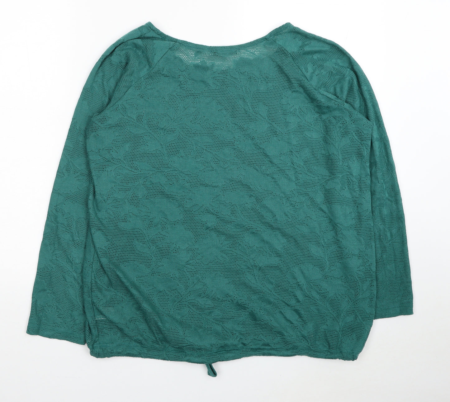 NEXT Womens Green Floral Polyester Basic T-Shirt Size 18 Round Neck - Tie Detail