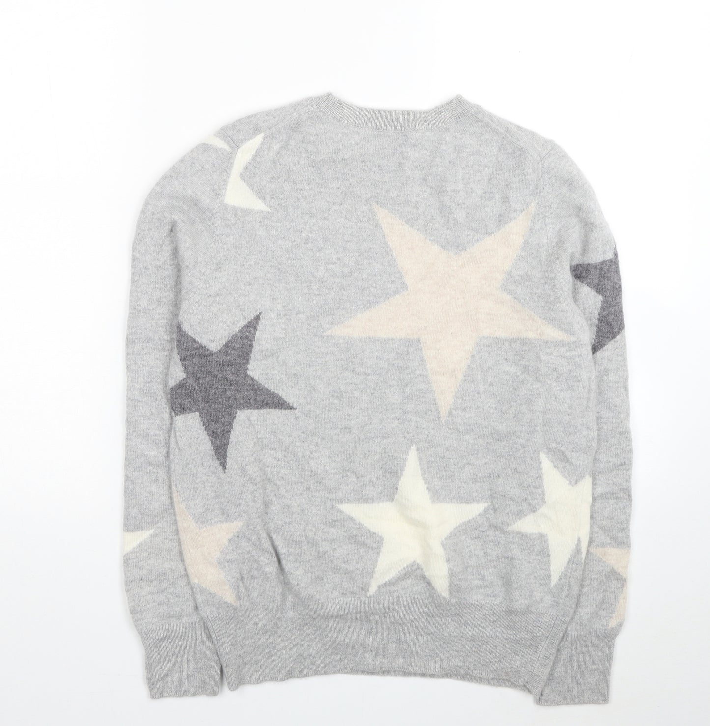 Autograph Womens Grey Round Neck Geometric Cashmere Pullover Jumper Size 12 - Stars