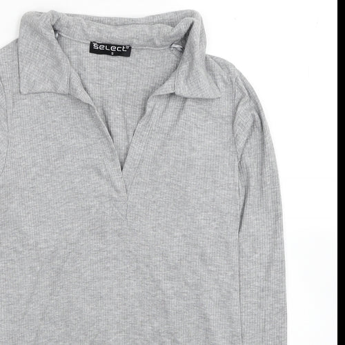Select Womens Grey Cotton Jersey Polo Size S Collared