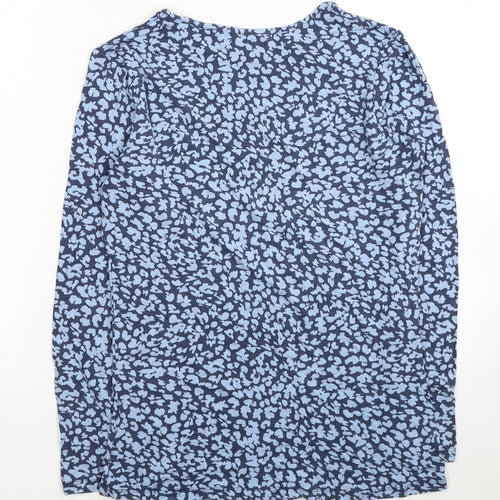 JD Williams Womens Blue Geometric Viscose Basic T-Shirt Size 10 Round Neck