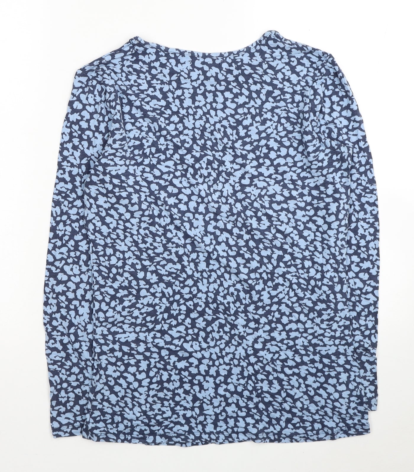 JD Williams Womens Blue Geometric Viscose Basic T-Shirt Size 10 Round Neck