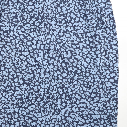 JD Williams Womens Blue Geometric Viscose Basic T-Shirt Size 10 Round Neck