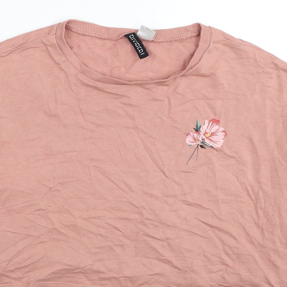 Divided by H&M Womens Pink Cotton Pullover Sweatshirt Size S Pullover - No Rain No Flowers
