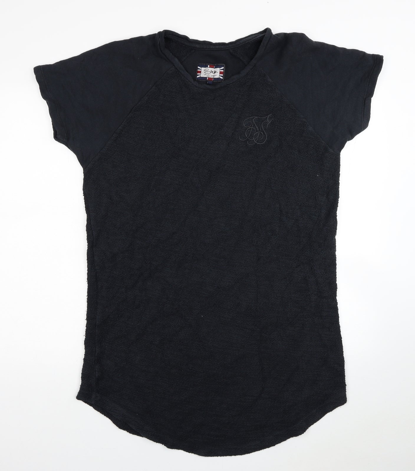 SikSilk Mens Black Cotton T-Shirt Size L Crew Neck
