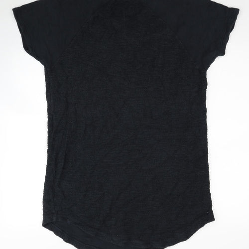 SikSilk Mens Black Cotton T-Shirt Size L Crew Neck