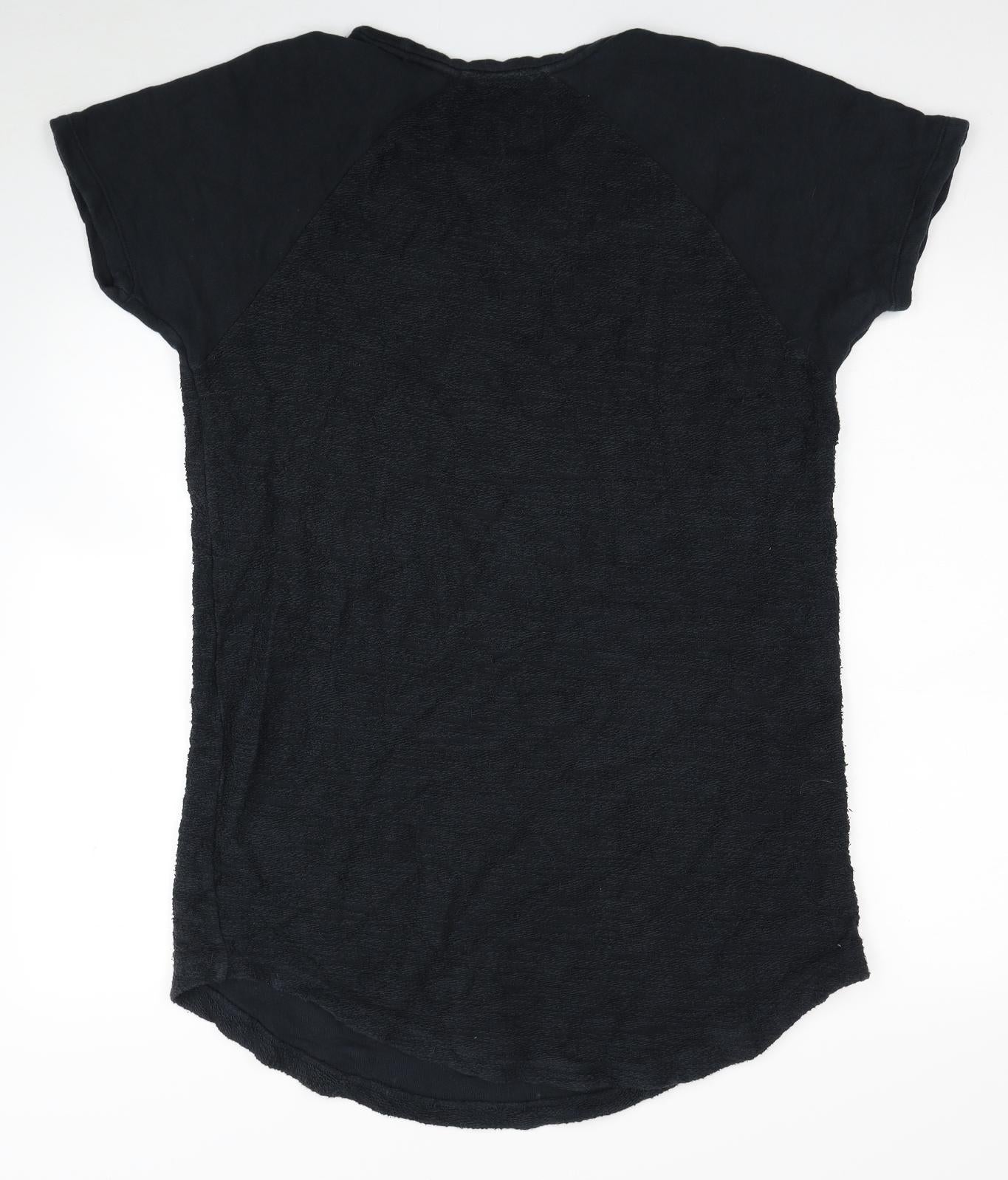 SikSilk Mens Black Cotton T-Shirt Size L Crew Neck