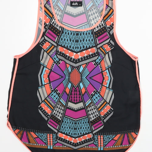 Dotti Womens Multicoloured Geometric Polyester Basic Tank Size 10 Scoop Neck