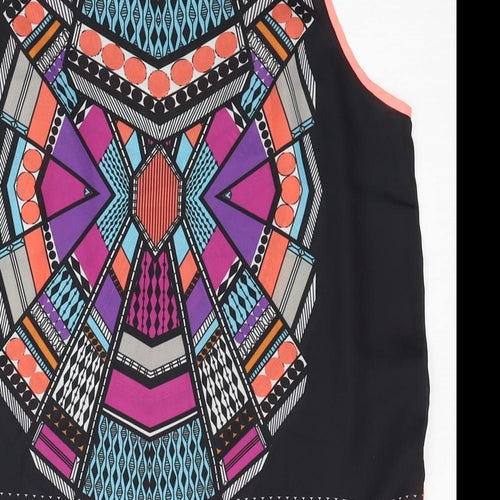 Dotti Womens Multicoloured Geometric Polyester Basic Tank Size 10 Scoop Neck