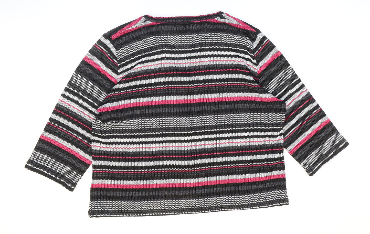 Per Una Womens Multicoloured V-Neck Striped Acrylic Cardigan Jumper Size XL