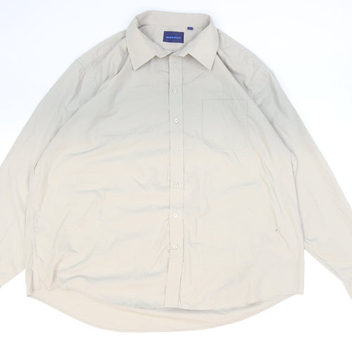 Mansize Mens Beige Polyester Button-Up Size 49 Collared Button