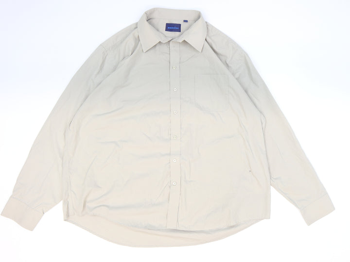 Mansize Mens Beige Polyester Button-Up Size 49 Collared Button