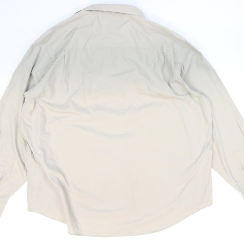 Mansize Mens Beige Polyester Button-Up Size 49 Collared Button