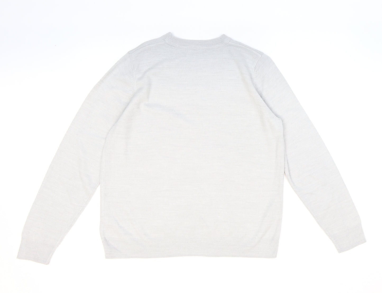 Marks and Spencer Womens Grey Round Neck Geometric Acrylic Pullover Jumper Size 14
