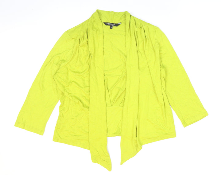 Debenhams Womens Green Viscose Kimono Blouse Size 14 V-Neck - Cropped