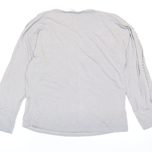 TwentyTwo Womens Grey Viscose Basic T-Shirt Size XL Boat Neck