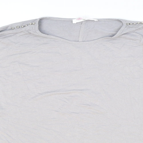 TwentyTwo Womens Grey Viscose Basic T-Shirt Size XL Boat Neck