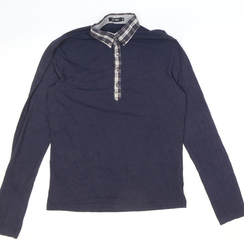 Antony Morato Mens Blue Plaid Cotton Button-Up Size XL Collared Button