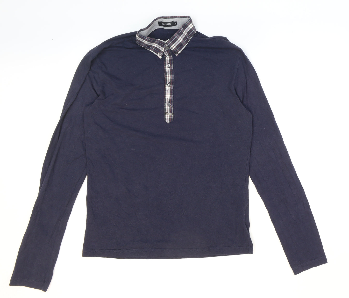 Antony Morato Mens Blue Plaid Cotton Button-Up Size XL Collared Button