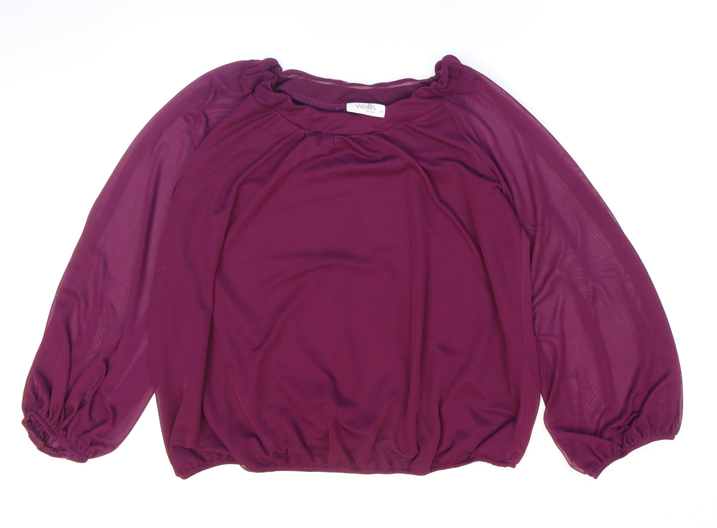 Wallis Womens Purple Polyester Basic Blouse Size M Boat Neck