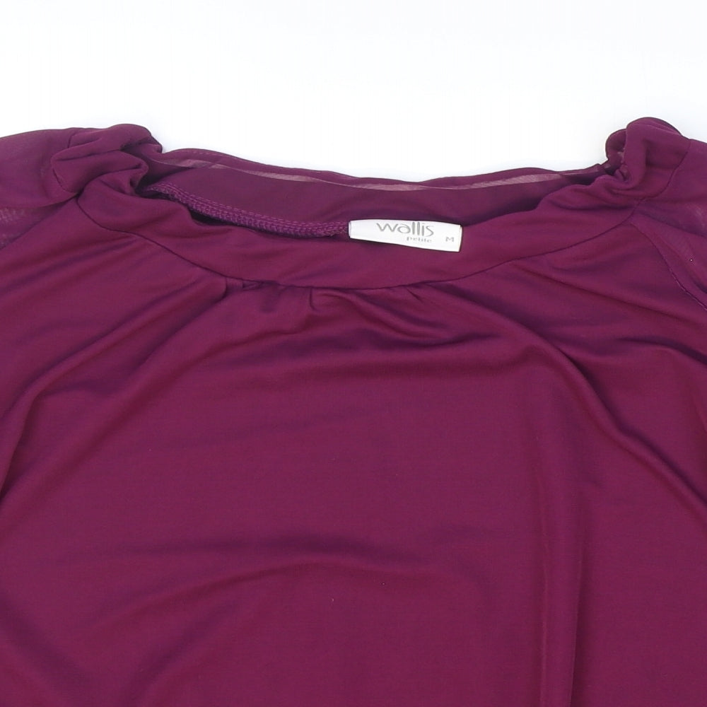 Wallis Womens Purple Polyester Basic Blouse Size M Boat Neck