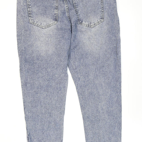Boohoo MAN Mens Blue Cotton Tapered Jeans Size 32 in L25 in Regular Zip - Washed look