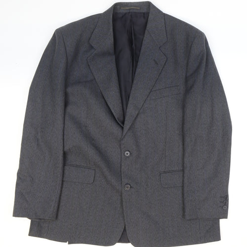 Greenwoods Mens Grey Striped Polyester Jacket Suit Jacket Size 42