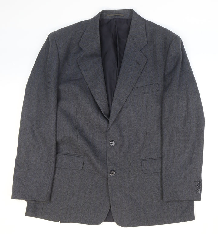 Greenwoods Mens Grey Striped Polyester Jacket Suit Jacket Size 42