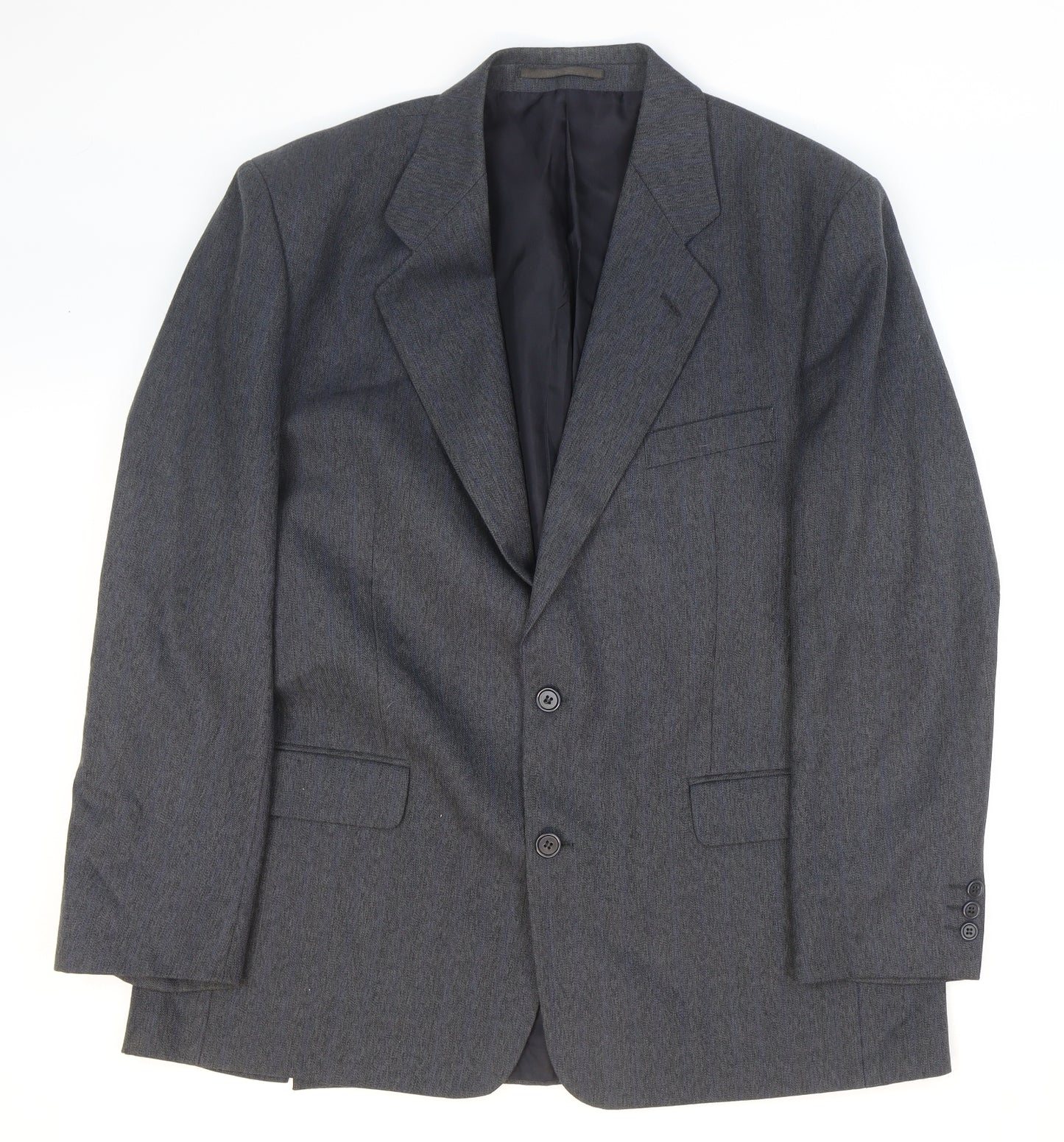 Greenwoods Mens Grey Striped Polyester Jacket Suit Jacket Size 42