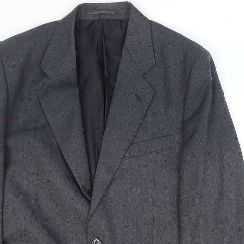 Greenwoods Mens Grey Striped Polyester Jacket Suit Jacket Size 42