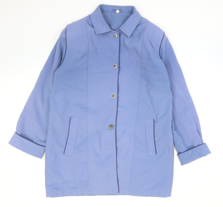 Deanes Womens Blue Trench Coat Coat Size 16 Button