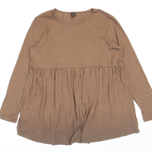 SheIn Womens Brown Viscose Tunic T-Shirt Size L Round Neck